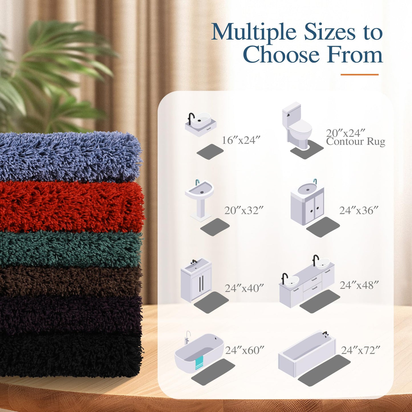 Walensee Bathroom Rug, Non Slip Bath Mat (16 x 24, Grey) Water Absorbent Soft Microfiber Shaggy Mat Machine Washable, Thick Plush Rugs for Shower