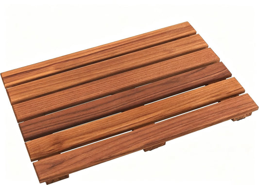 VaeFae Teak Shower Mat, Non-Slip Bath Mat, Luxury Spa Mat, Wooden Mat for Bathtub, 20 x 13 in