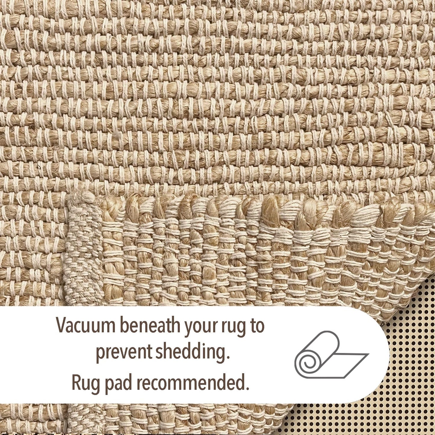 Chardin home 2x5 Jute Cotton Hand Woven Runner Rug, Natural Jute Braided Hallway mat, Boho, Rustic, Farmhouse, Vintage, Reversible Natural Fiber Rugs for Bedroom, Living Room, Kitchen,entryway