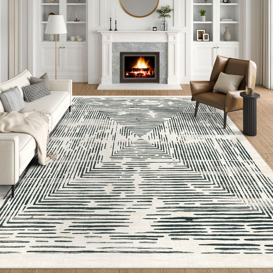 BLISSA 6x9 Area Rugs for Bedroom, Soft Washable Black White Lines Modern Abstract Throw Rug Non-Slip Striped Minimalist Floor Carpet for Living Room Dining Room Office Nursery Classroom Home Decor