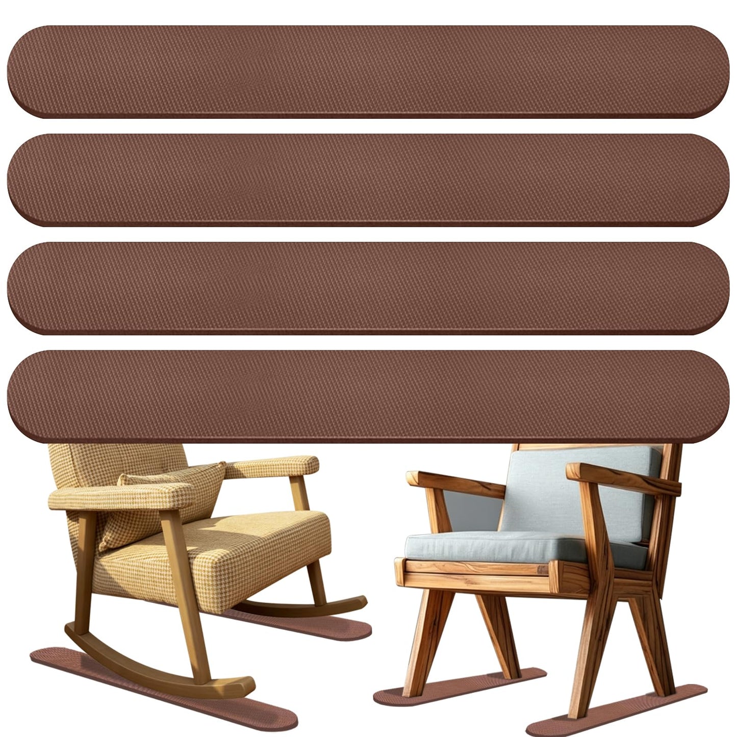 4 Pack Anti-Slip Furniture Rail Pads,Non Skid Furniture Pads for Recliners, Furniture Gripper Pad, Furniture Pads for Protecting Hardwood Floor Tile Floor,for Recliners,Sofa,couches (30.7inch-Coffee)