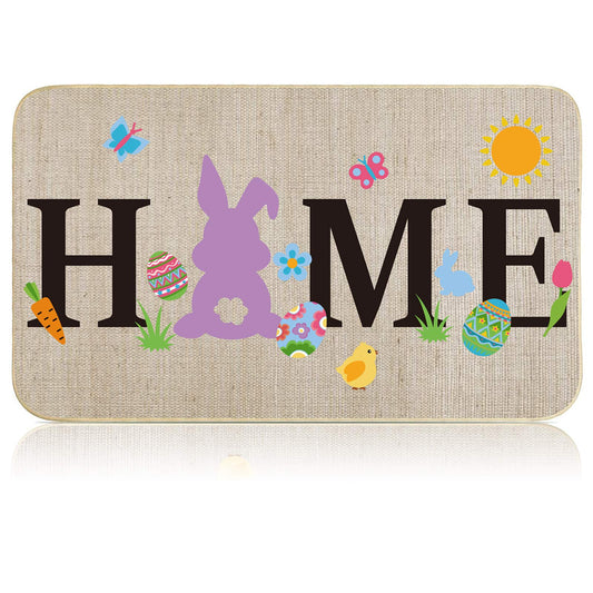 Mudder Happy Easter Entrance Doormat Home Bunny Eggs Floor Mat Decorative Welcome Indoor Outdoor Bathroom Rugs Non Slip Washable Welcome Rug for Easter Front Porch Decoration, 27 x 16 Inch