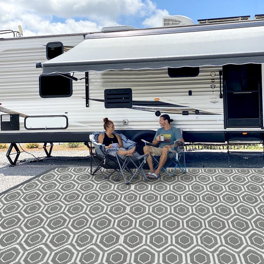 fifame Outdoor Camping Rugs, 9x18 Outdoor Rug Patios Clearance Plastic Straw Rug Weatherproof Reversible Mats, Large Floor Mat for Outdoors, RV, Patio, Backyard, Deck, Picnic, Beach, Trailer, Camping