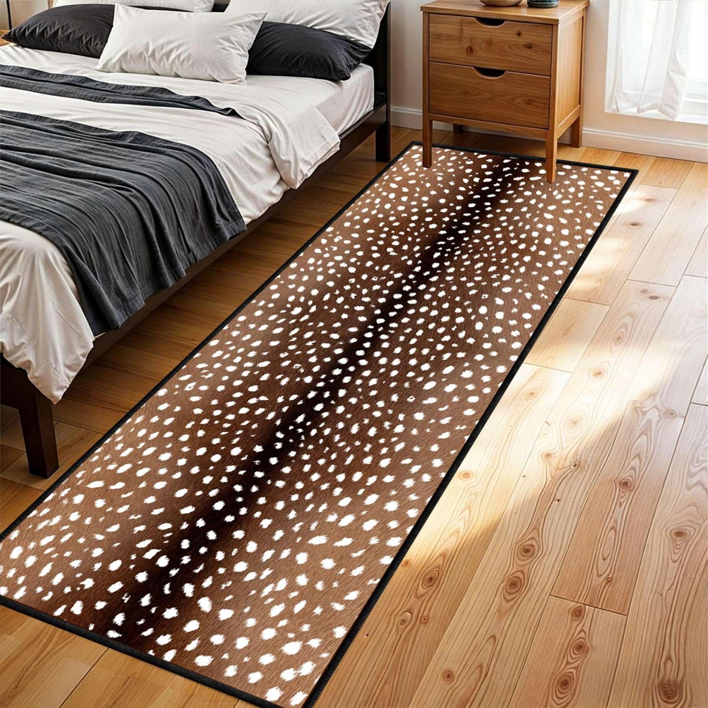 CRJMKS Deer Hide Runner Rug,1.3x7ft,Faux Fur Animal Skin Print Washable Hallway Rug,Farmhouse Western Long Kitchen Sink Rugs and Mats for Laundry Room Corridor Deer Carpet Low-Pile Non-Slip