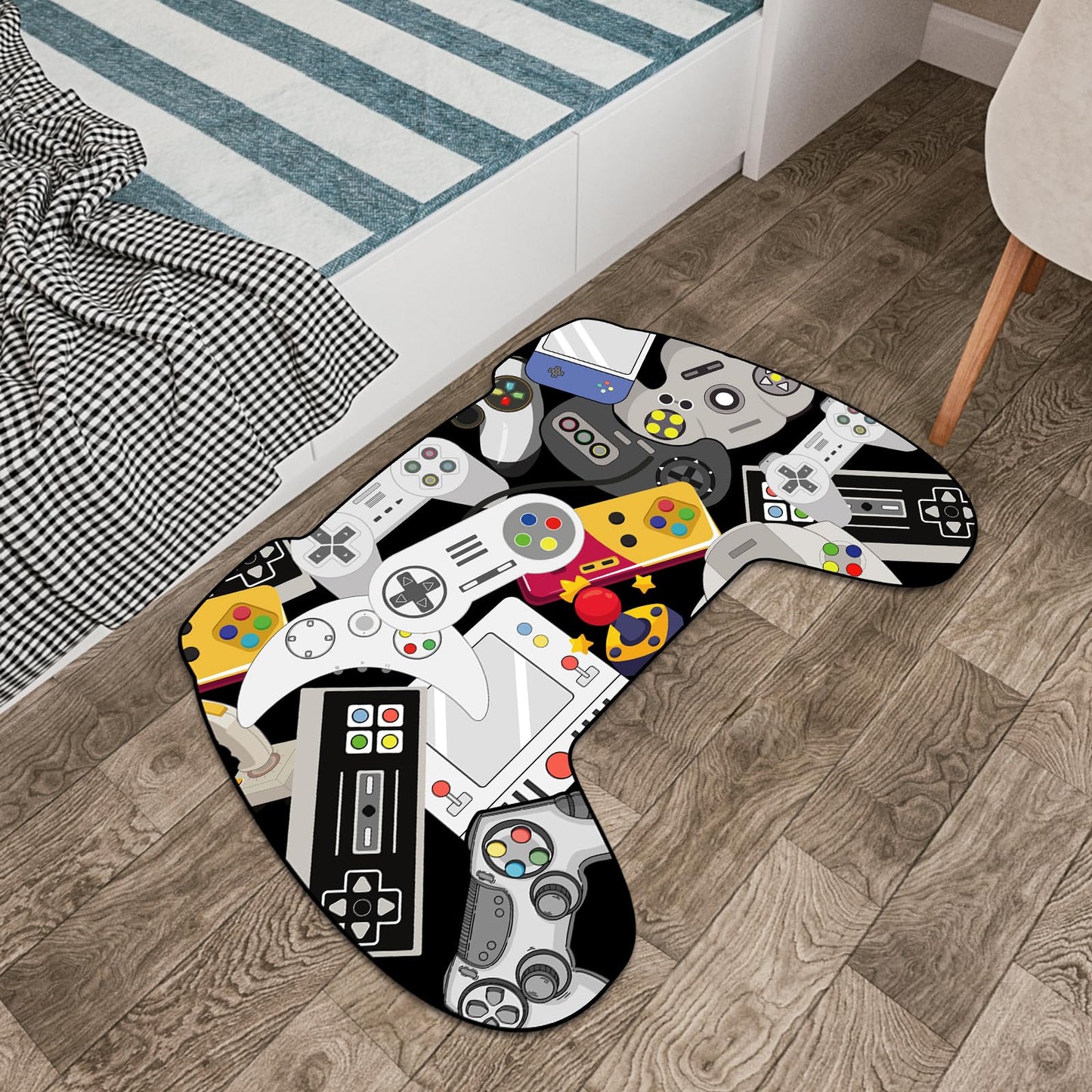 Lacut Gaming Area Rugs, Teen Boys Game Controller Shape Carpet Gamer Rugs for Boy’s Bedroom, Non-Slip Gamepad Rug for Children Playroom Living Room Game Room (Gamepad 1, 60" x 40")
