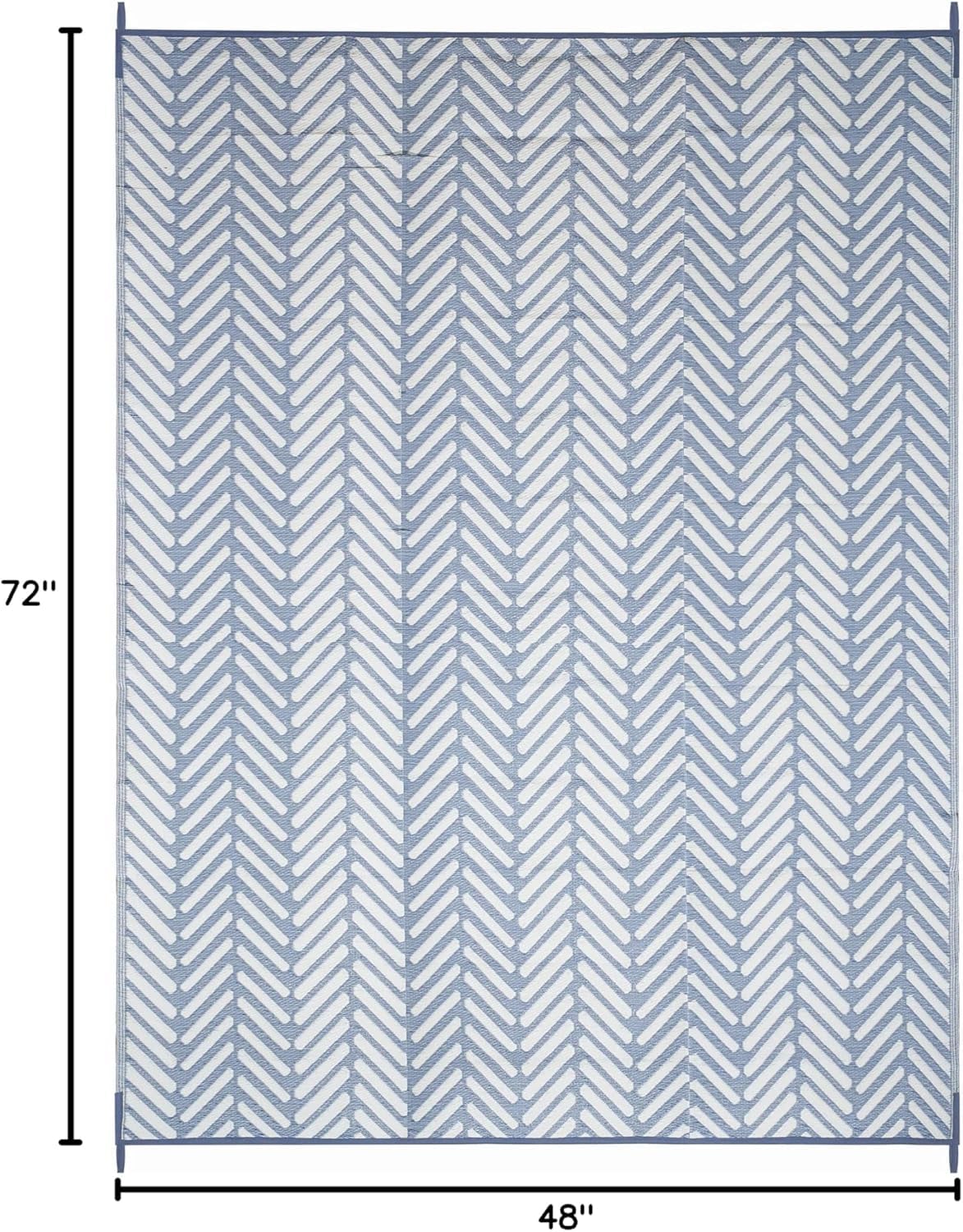 FH Home Outdoor Camping Rug - Waterproof, Fade Resistant, Reversible - Premium Recycled Plastic - Herringbone - Large Patio, Deck, Sunroom, RV - Fresno - Light Blue - 4 x 6 ft Foldable