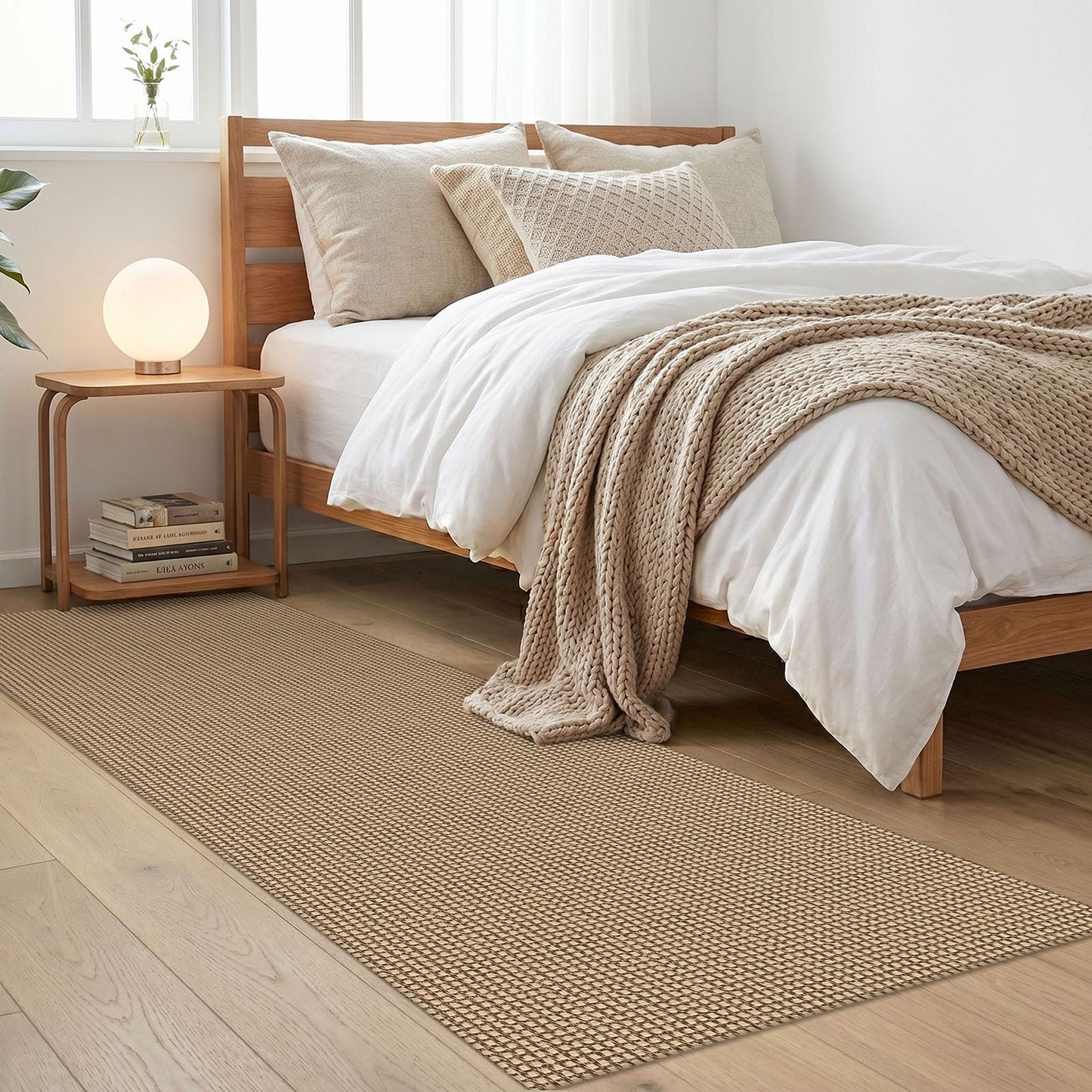 IOHOUZE Washable Runner Rug 2x6 Non Slip Rubber Backed Runners for Hallways Entryway Runner Indoor, Kitchen Rugs Woven Cotton Floor Carpet for Hall Entrance Bedroom, Orange/Tan/Brown