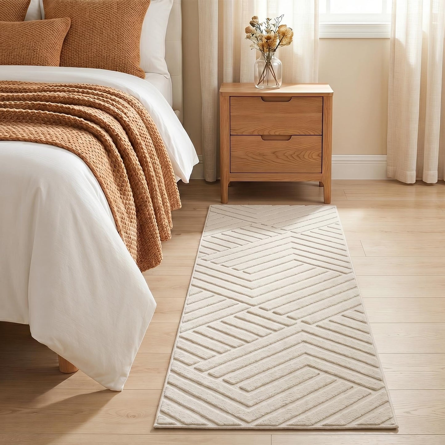 Bsmathom Runner Rug Non Slip, 2x6 Hallway Runner Washable Carpet Runners, Low Pile Beside Rug Floor Mat for Hallways Entryway Laundry Room Kitchen Bathroom, Beige