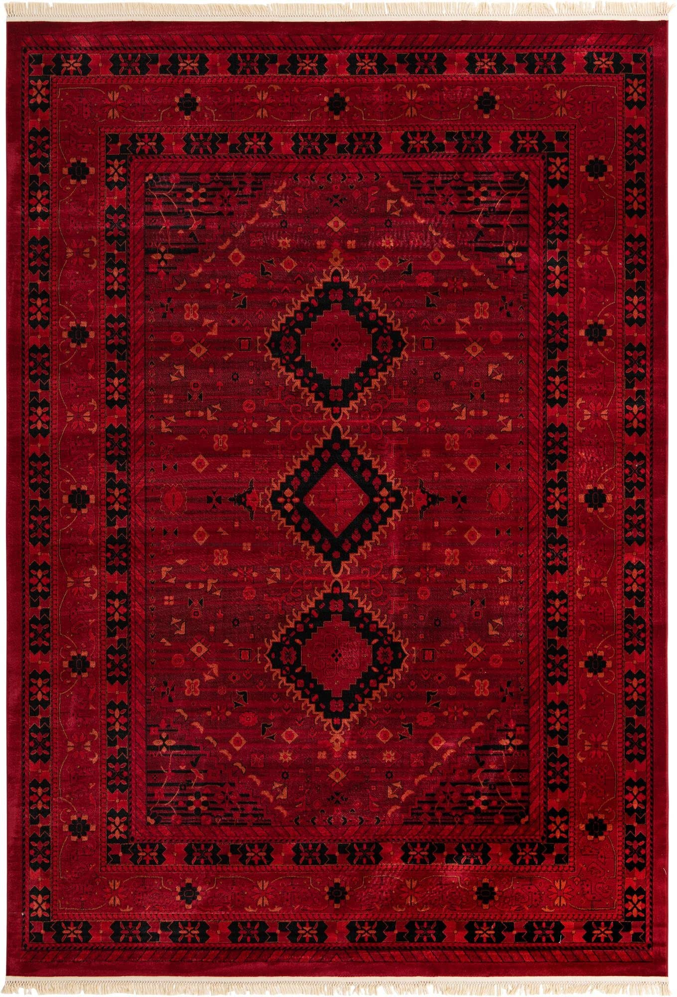 Unique Loom Tekke Collection Area Rug - Sheibani (10' x 14' 1" Rectangle, Red/ Black)