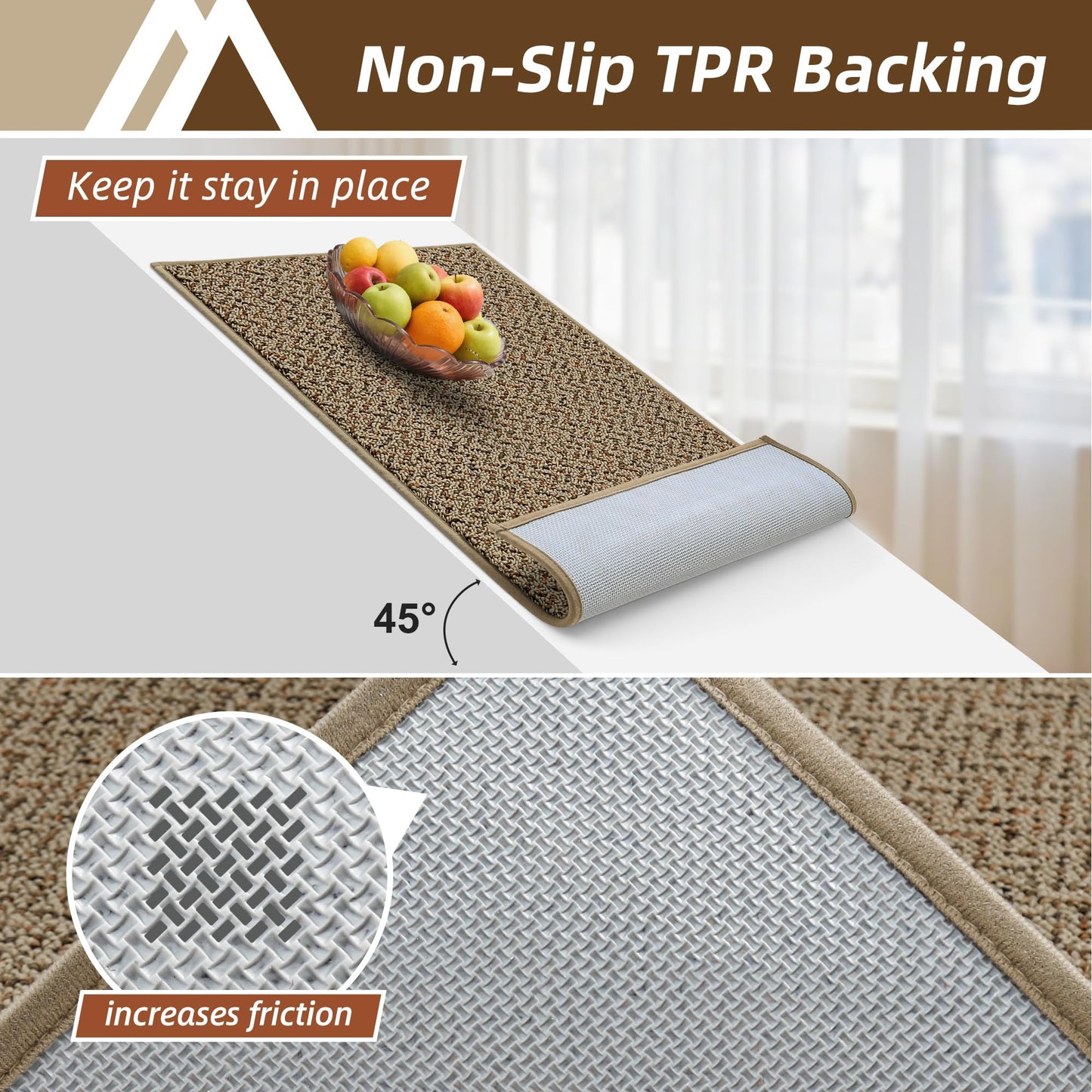 COSY HOMEER Kitchen Rugs Non-Slip Washable Kitchen Floor Mats 20"x32" Taupe