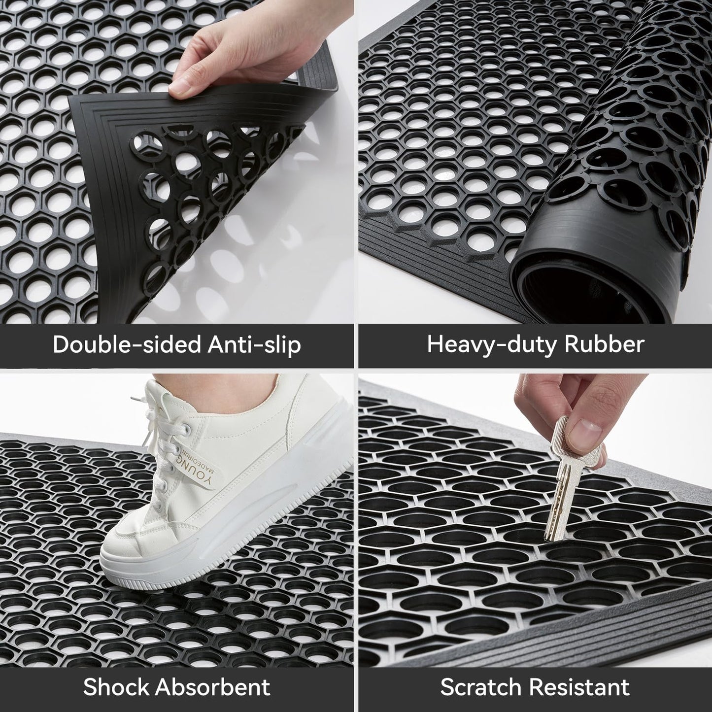 RESARE Large Door-Mat Outside Entrance 47"x32", Commercial Outdoor Rubber Mat Non-Slip Waterproof, Heavy Duty Drainage Doormat Stain Resist Welcome-Mat for Front Door Garage Kitchen Floor