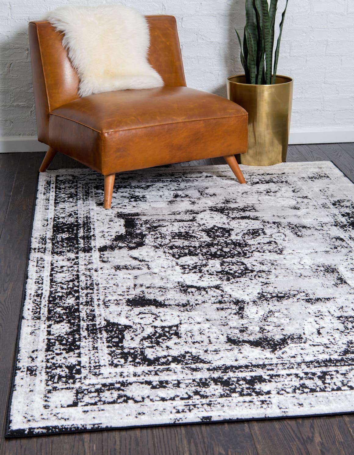 Unique Loom Sofia Collection Area Rug - Salle Garnier (7' 10" x 10' Rectangle, Black/ Ivory)