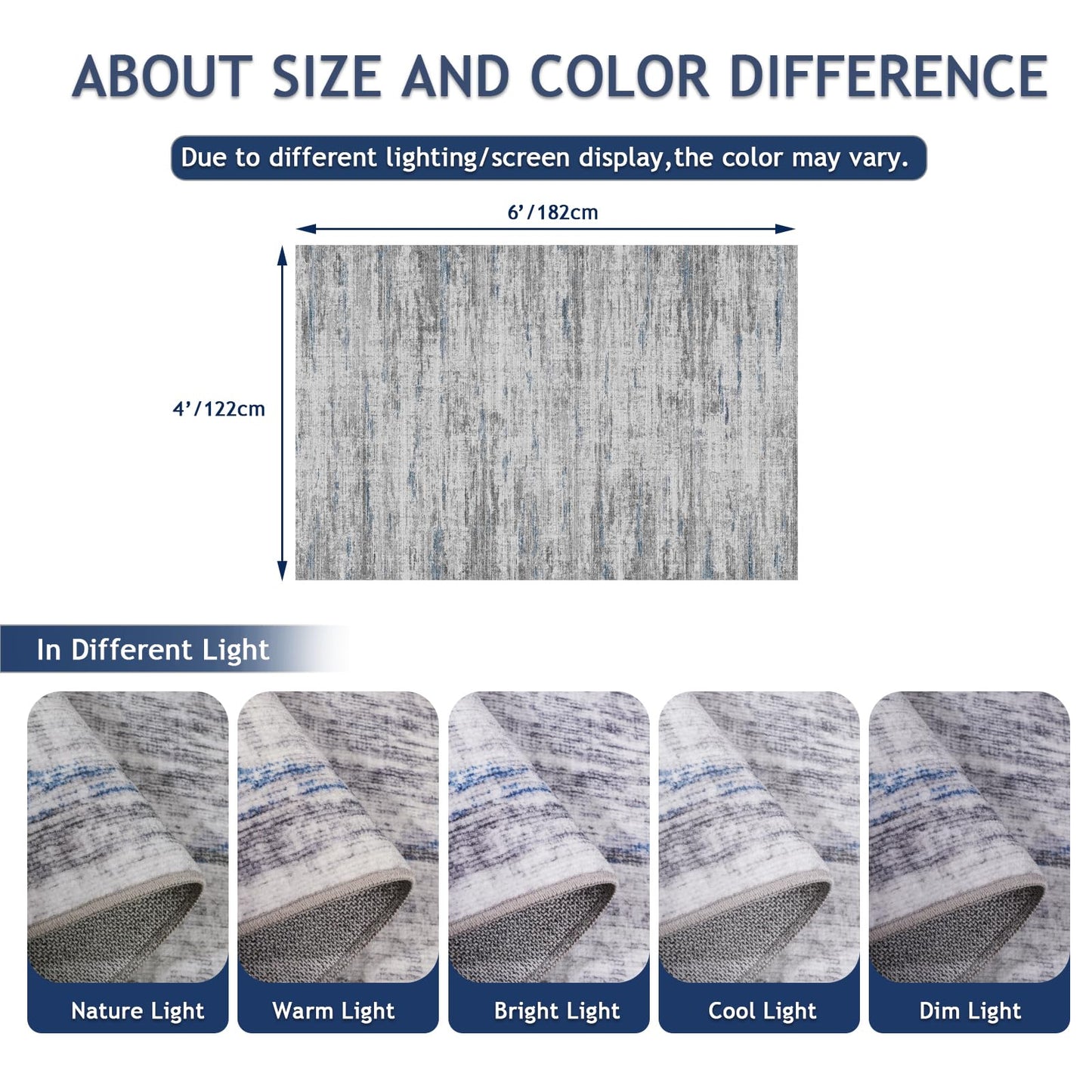 4x6 Rug - Stain Resistant Abstract Washable Rugs, Anti Slip Area Rugs for Living Room,Modern Low Pile Carpet with Rubber Backing Home Decor Small Area Rug