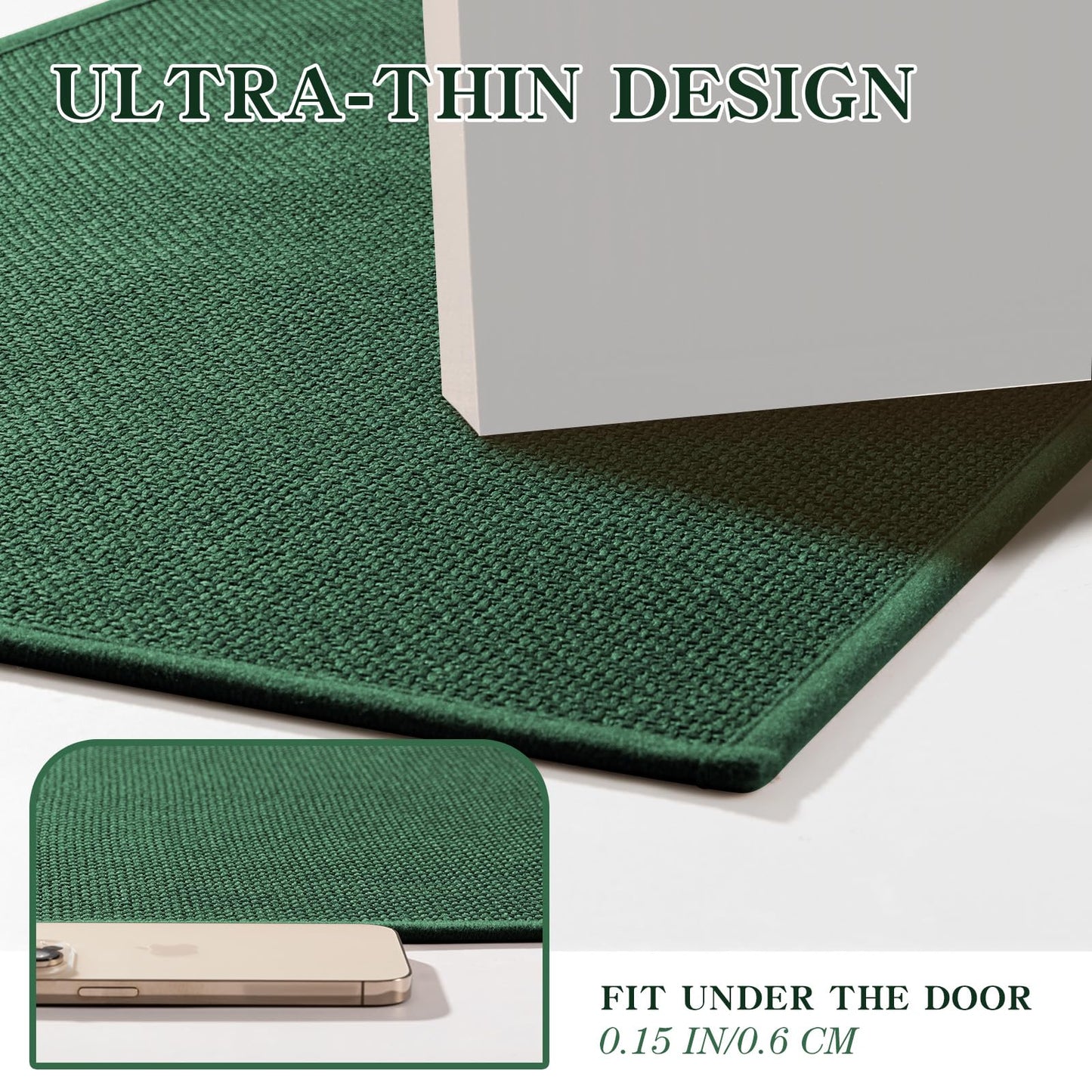chakme Bathroom Rugs Mat 36x25, Ultra Thin Non Slip Bath Mat Large Quick Dry Absorbent Bath Mat for Bathroom Floor, (Green, 36"x25")