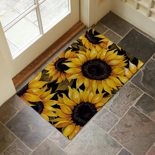 VANZEV Indoor Door Mat, 17x29.5 Inch, Rustic Floral Sunflower Floor Doormat for Home Decor, Non-Slip Rug Mat for Living Room, Kitchen, Bedroom, Gifts for Sunflower Lovers