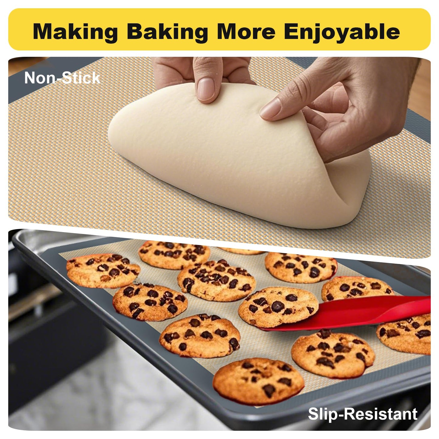 Silicone Baking Mat, 16.5" x 11.6" Silicone Cookie Sheets for Baking, Reusable Baking Mat, Non-Stick Reusable, Food Safe, Dark Gray Oven Baking Sheet for Making Cookies Macaroons Bread 1 Pack