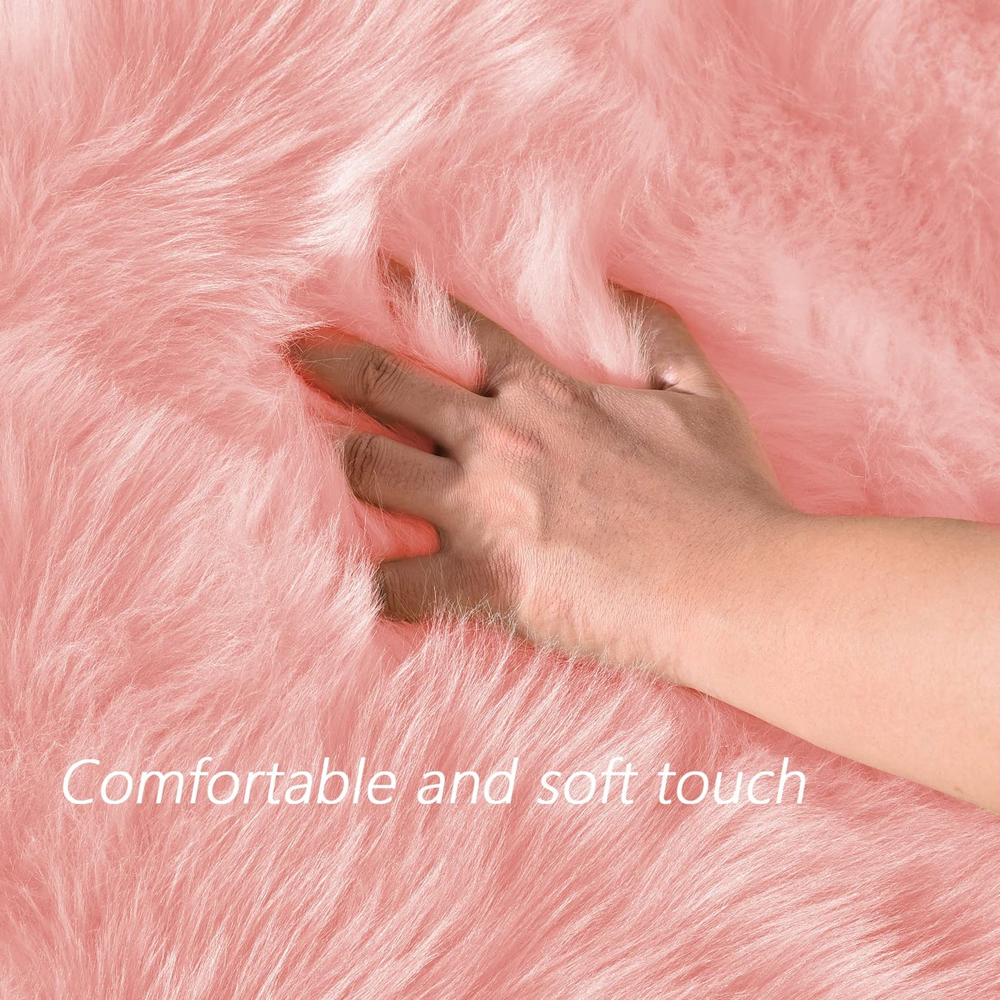 Latepis Pink Runner Faux Sheepskin Fur Rugs 2X5 Fluffy Rug for Bedroom Cute Furry Shag Fuzzy Rug for Girls Room Dorm Luxury Room Decor