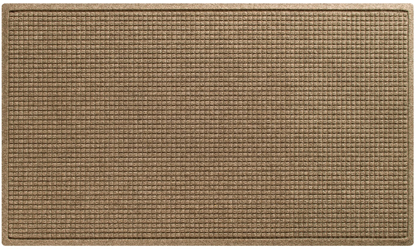 WaterHog Squares Front Door Mat Indoor Outdoor Entrance, Absorbent All-Weather Doormat with Non-Slip Rubber Backing, Dirt & Moisture Trapper, Low Profile, Easy Clean, Made in USA, 35.5"x59.5" Camel