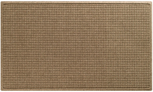 WaterHog Squares Front Door Mat Indoor Outdoor Entrance, Absorbent All-Weather Doormat with Non-Slip Rubber Backing, Dirt & Moisture Trapper, Low Profile, Easy Clean, Made in USA, 35.5"x59.5" Camel
