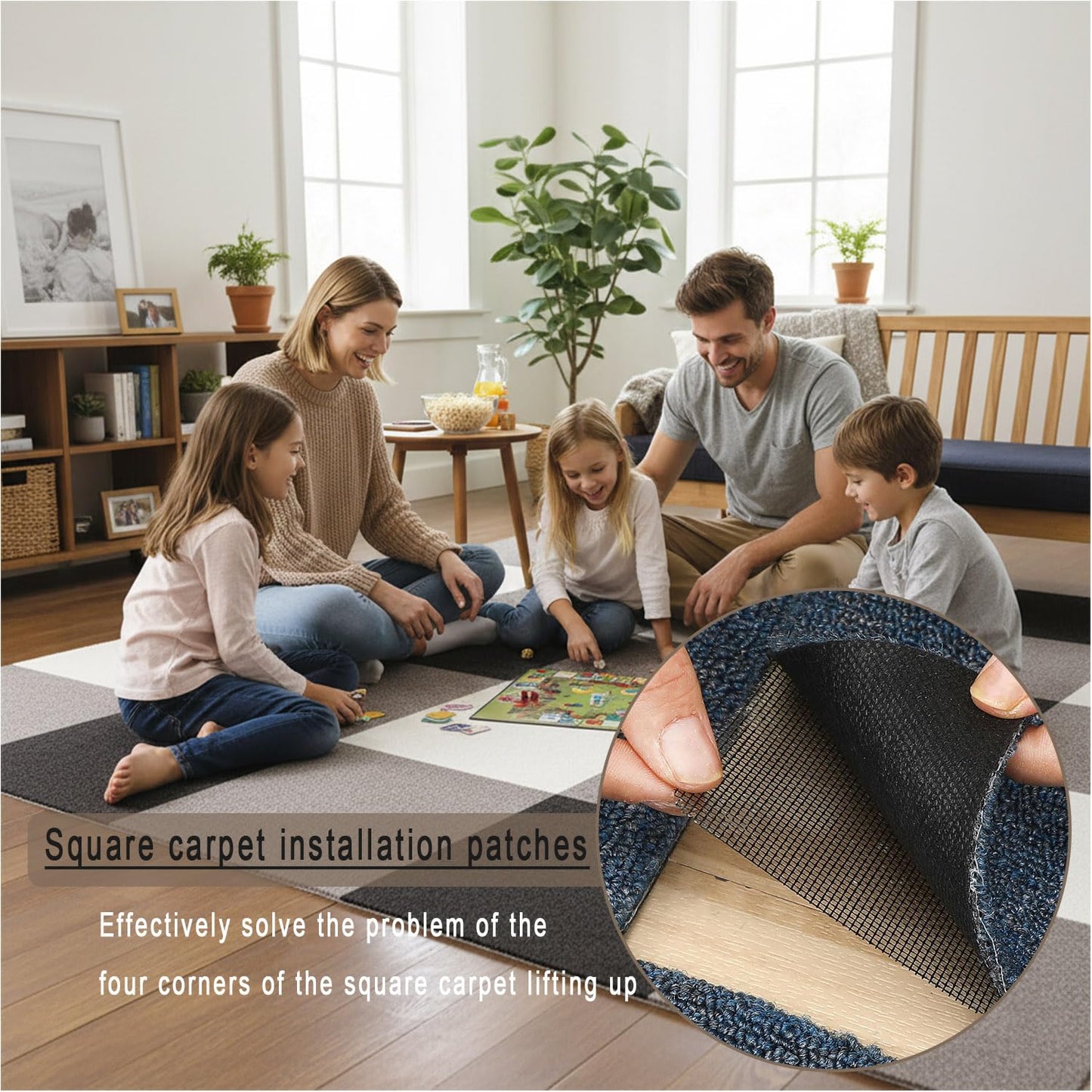 Carpet Tile Tape, 4" x 4"Carpet Square Adhesives Tabs That Creates a Floating Floor 420 tabs per Pack