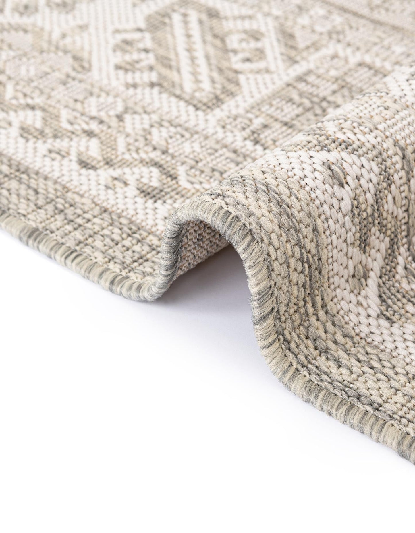 Rugs.com - Outdoor Aztec Rug – 4' 1 x 6' 1 Light Gray Indoor/Outdoor Rug – Weather-Resistant Flatweave for Patios, Decks, and Porches