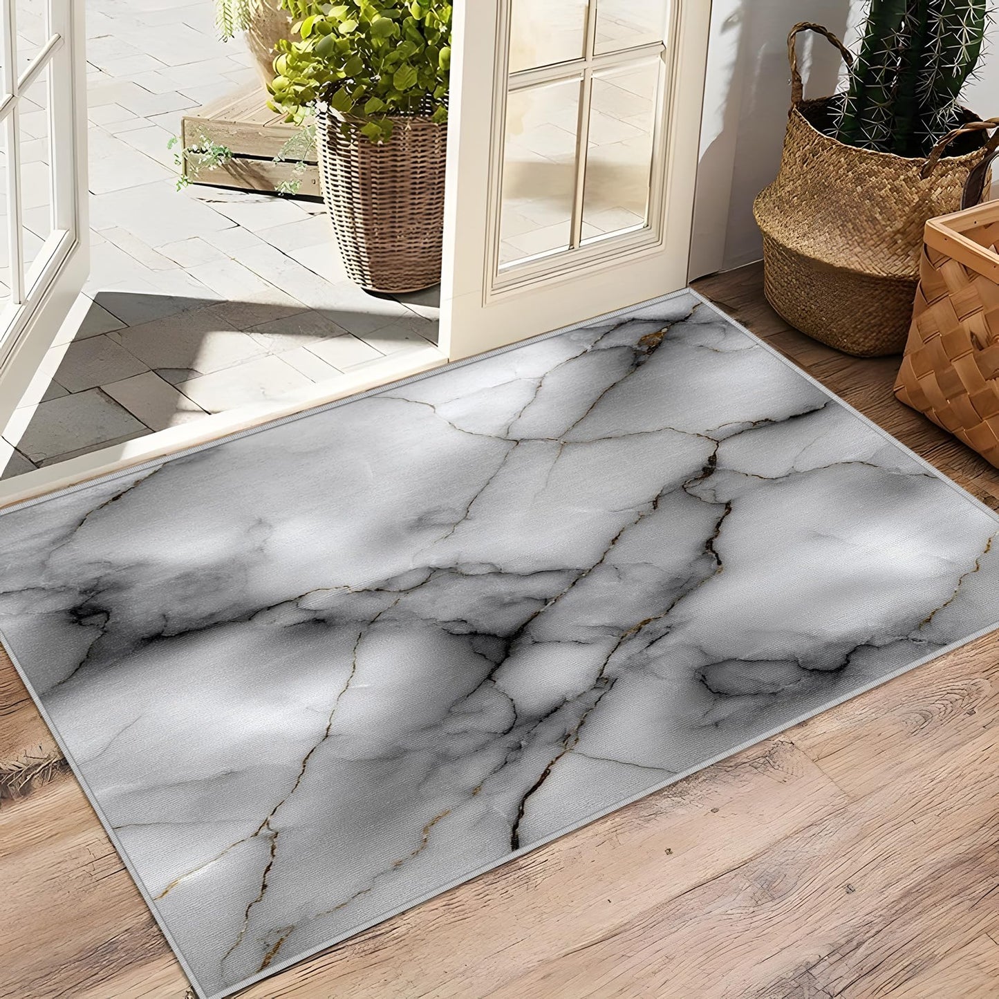 Aquailis Marble Rugs for Bedroom - Abstract Agate Rug, 3x4 Rug, Modern Luxury Area Rug, Contemporary Washable Non Slip Rugs, White and Black Carpet - Home Decor, Marble Gifts for Home