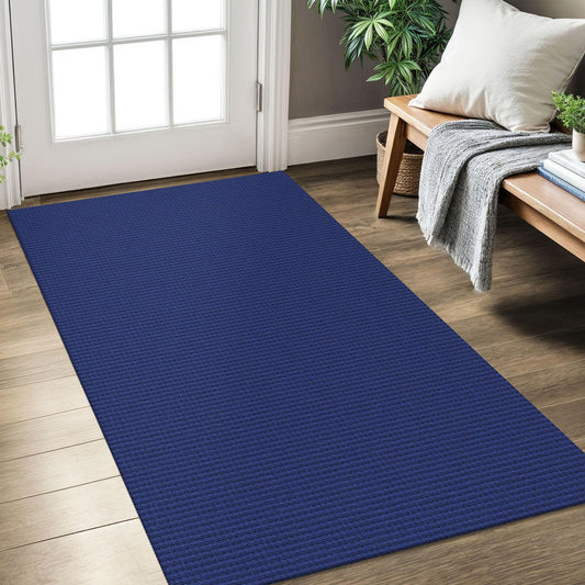 KOZYFLY Rugs for Entryway 3x5 ft Washable Area Rug Non Slip Rubber Backed Entry Rug Woven Indoor Door Mat Cotton Kitchen Rugs Floor Carpet for Entryway, Foyer, Backdoor, Royal Blue/Navy