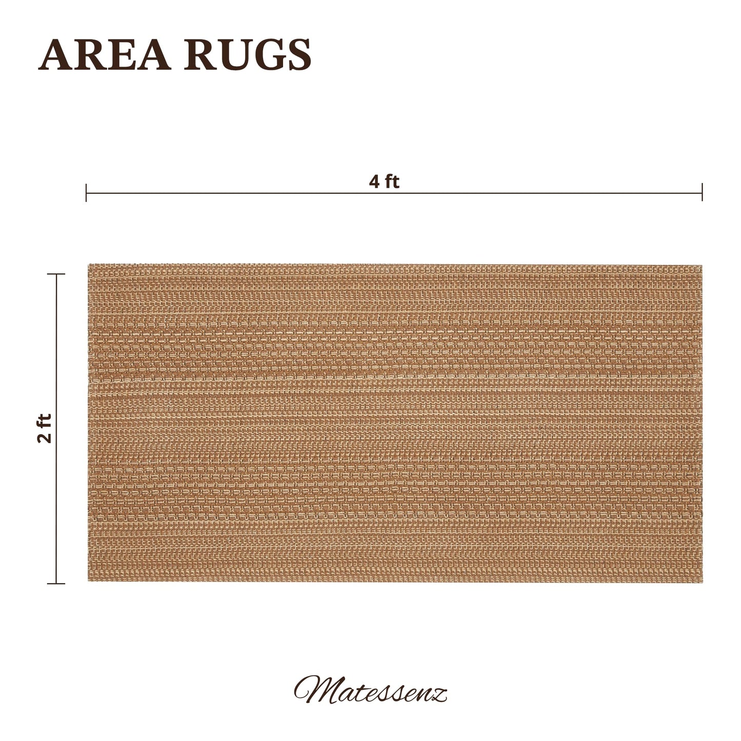 MatEssenz 2x4 Washable Rug, Textured Natural Woven Low-Profile Small Runner with Non-Slip Backing, Light Brown, for Kitchen Sink, Laundry Room, Double Door Entryway Brown
