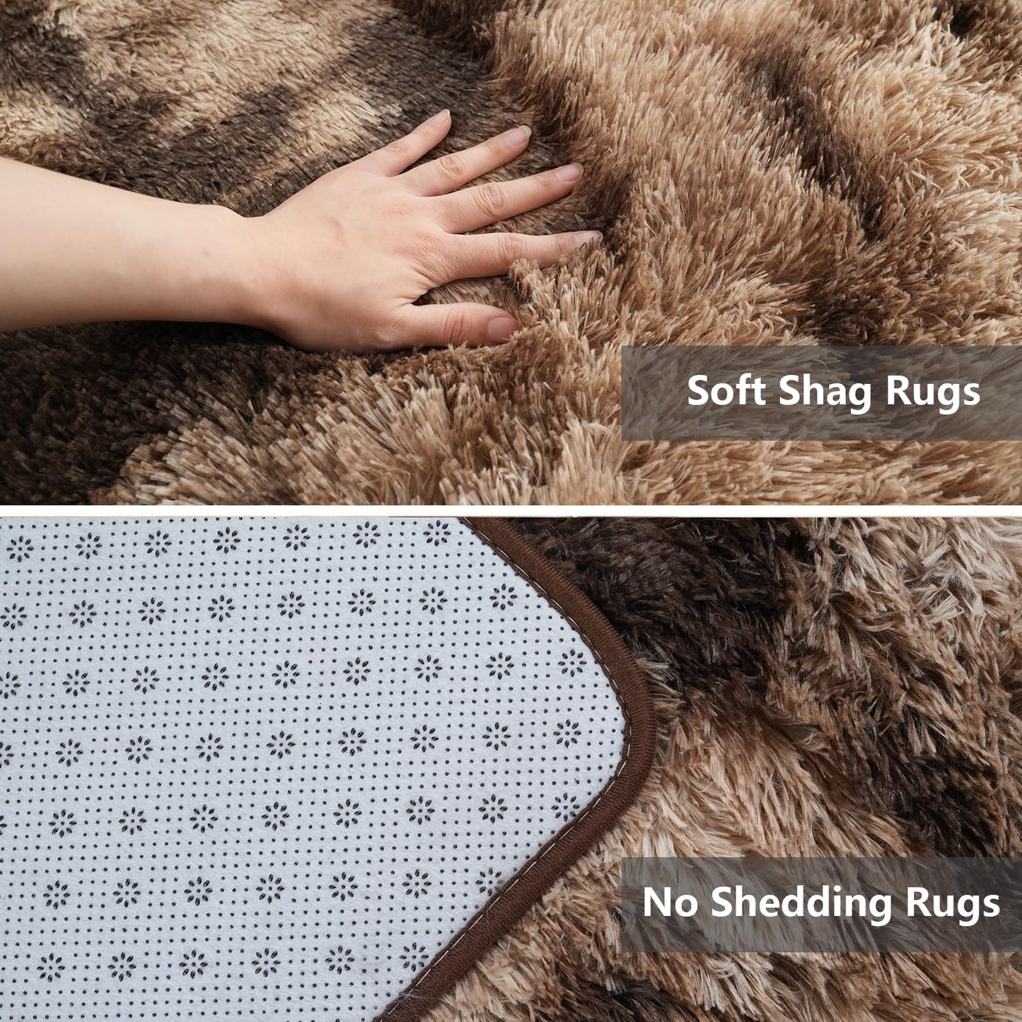Shag Area Rugs for Bedroom Living Room,4X6 Ultra Soft Fluffy Area Rugs for Dorm,Indoor Carpet Plush Rugs for Living Room Home Decor, Mottling Brown