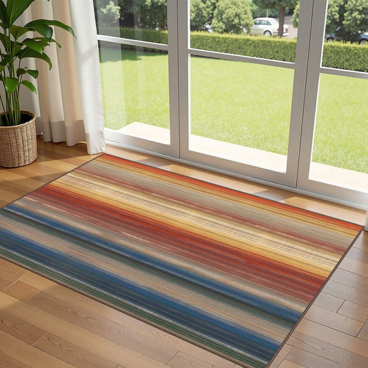 Othilic 3x5 Ombre Entry Rug - Small Washable Indoor Outdoor Mats for Front Door Non-Slip Porch Rug Rust Blue Modern Rainbow Throw Rugs for Living Room Bedroom Entryway Kitchen Office Porch Decor