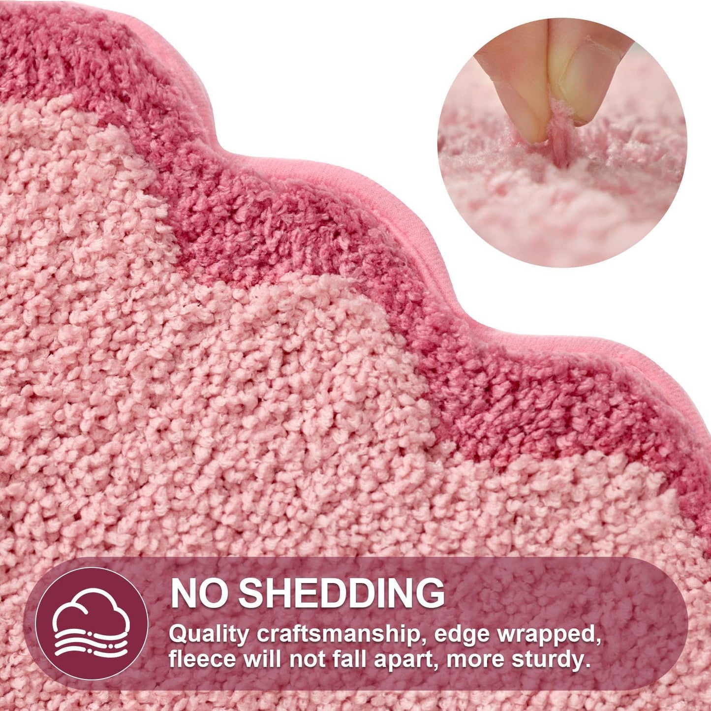 ORTIGIA Cute Pink Scalloped Bath Mat, Fun Plush Microfiber Scallop Bathroom Rugs Non Slip Washable Quick Dry Absorbent, Bathmat Bath Rug Carpet for Shower Stall Vanities Kitchen Floor Entrance, 20x32