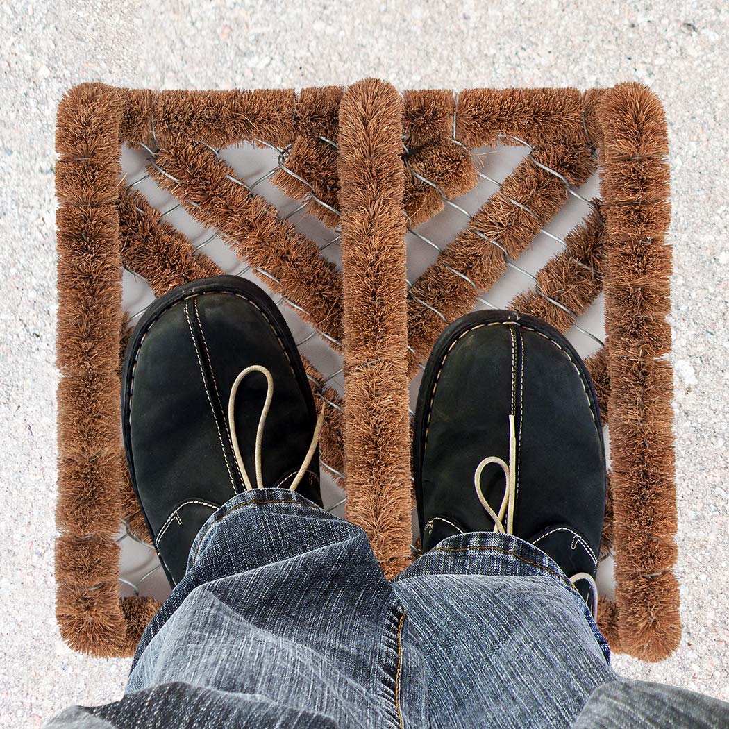 NINAMAR Natural Coir Boot Scraper Door Mat - 13 x 12 inch