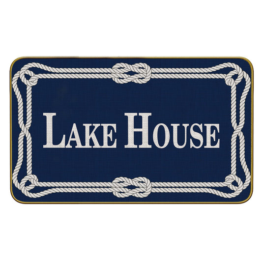 Mingnei Lake House Welcome Doormat Door Mat for Home House Entrance, Navy Blue Nautical Lake Home Floor Mats for Outdoor Outside Entryway Rug 30x17 Welcome Doormat Indoor