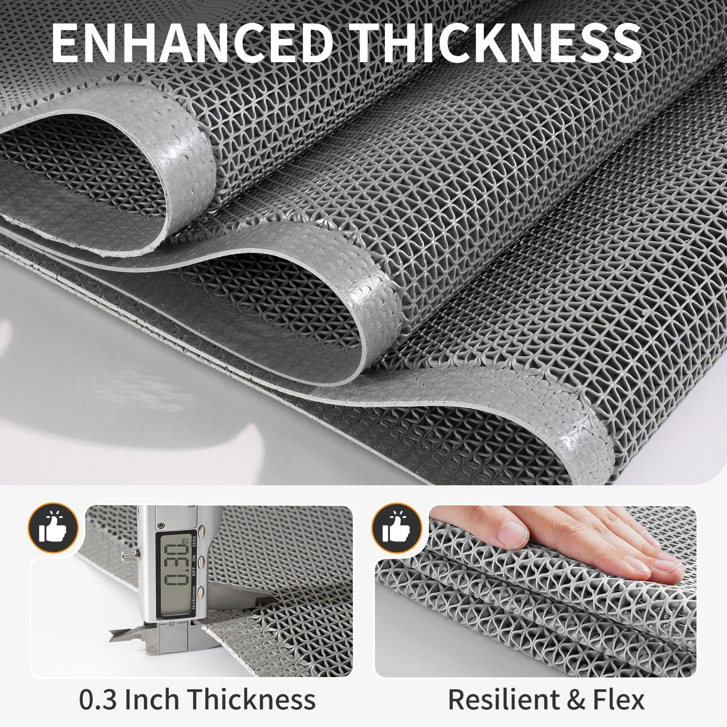 QiCaiJia Front Door Mat 31''x47'', Drainage Heavy Duty Dirt Trapping Non-Slip Doormats, Outdoor Rubber Floor Mats, Restaurant Commercial Kitchen Industral Pool Entrance Bar Wet Area, Grey