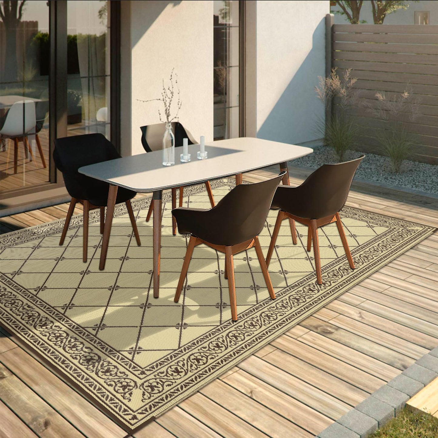 HiiARug Reversible Outdoor Rug 5'x7' Plastic Straw Rugs for Patios RV Camping Mat Reversible Mats Large Floor Mat for RV Outside, Backyard, Deck, Picnic, Beach, Trailer, Camping