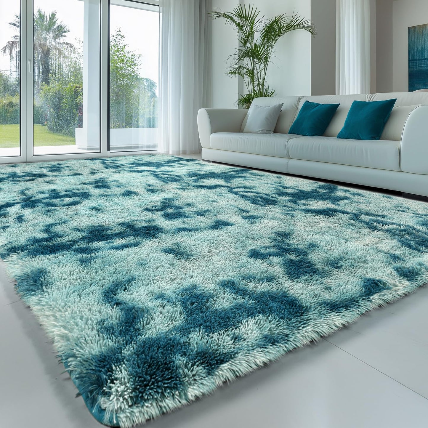 Sour Lemon 8x10 Area Rugs for Bedroom, Living Room Fluffy Rug, Large Area Rug Shag Shaggy Carpet Soft Plush Furry Bedside Rug, Machine Washable Area Rug for Kids Girls Boys Home Decor Anti Slip