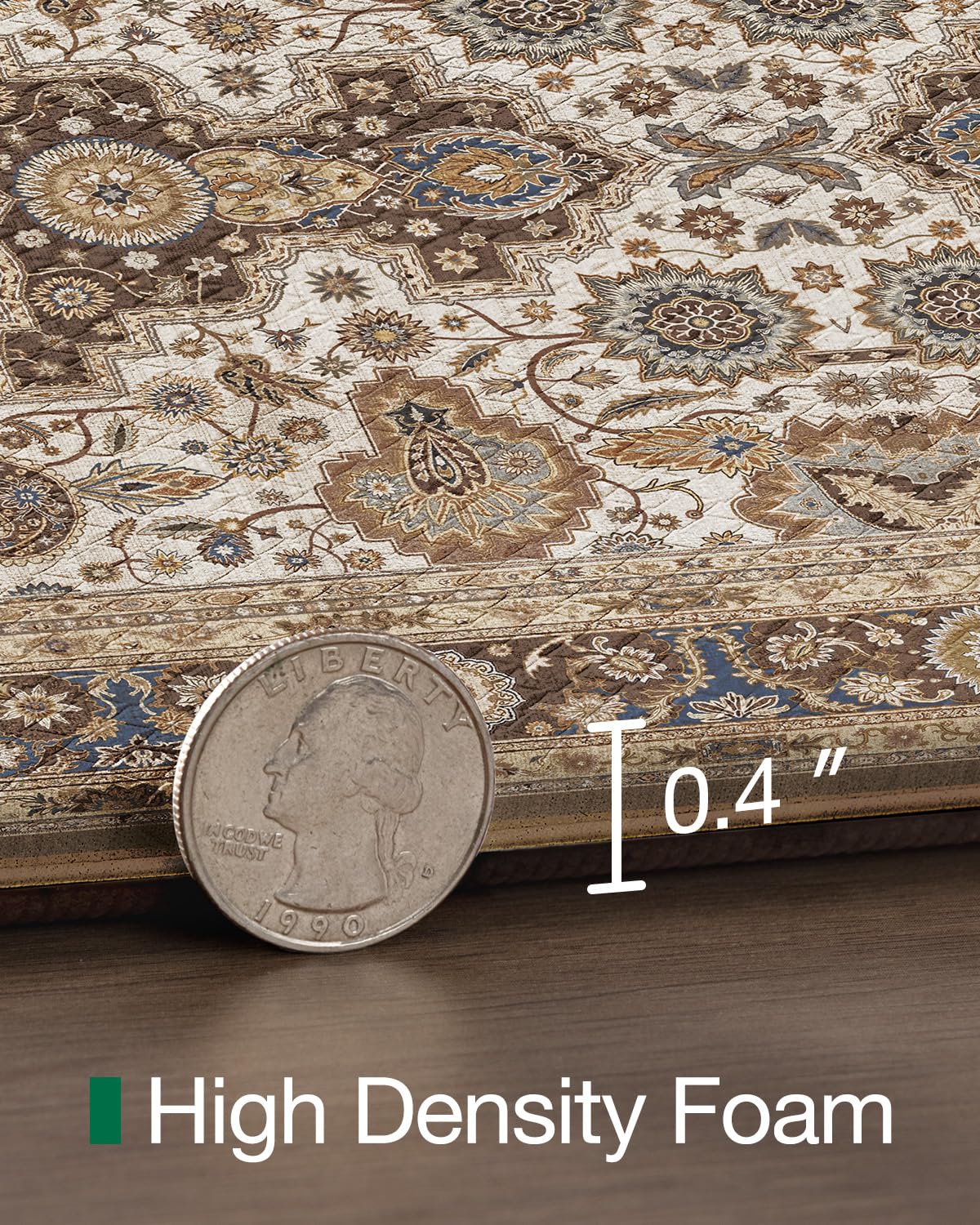 LUMI Kitchen Mat Anti Fatigue Cushioned, Memory Foam Padded Standing PVC Rug Washable, Non Slip Comfort Floor Runner for Home, Sink, Laundry, Office, 24"x87", Ivory Brown