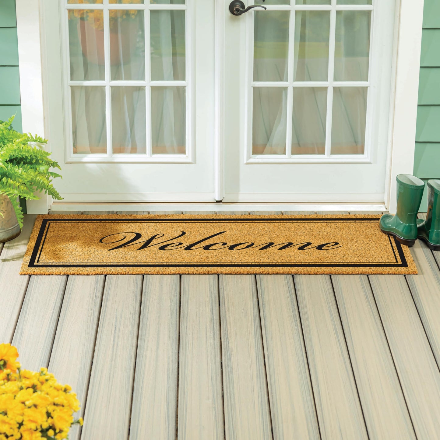 Evergreen Extra Large Coir Doormat, 2'x5' Large Front Door Mat for Double Doors, Outdoor Indoor Entrance Rug, Non-Slip Welcome Mat for Porch Patio, Housewarming Gift