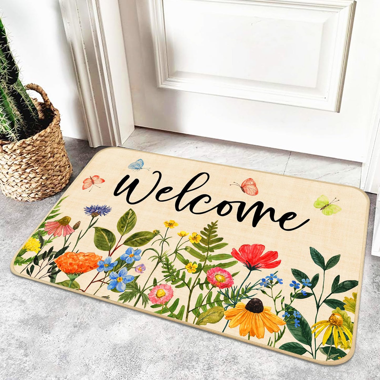 Nialnant Door Mat Outside Entrance, Floral Outdoor Mats for Front Door