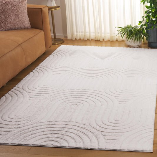 SAFAVIEH Washable Rug Faux Rabbit Fur Shag Collection - 3' x 5', Ivory, Slip Resistant & Easy Cleaning, Ideal for Living Room, Bedroom, Nursery, Boys & Girls Kids Playroom, Dining Space (FRF881A)