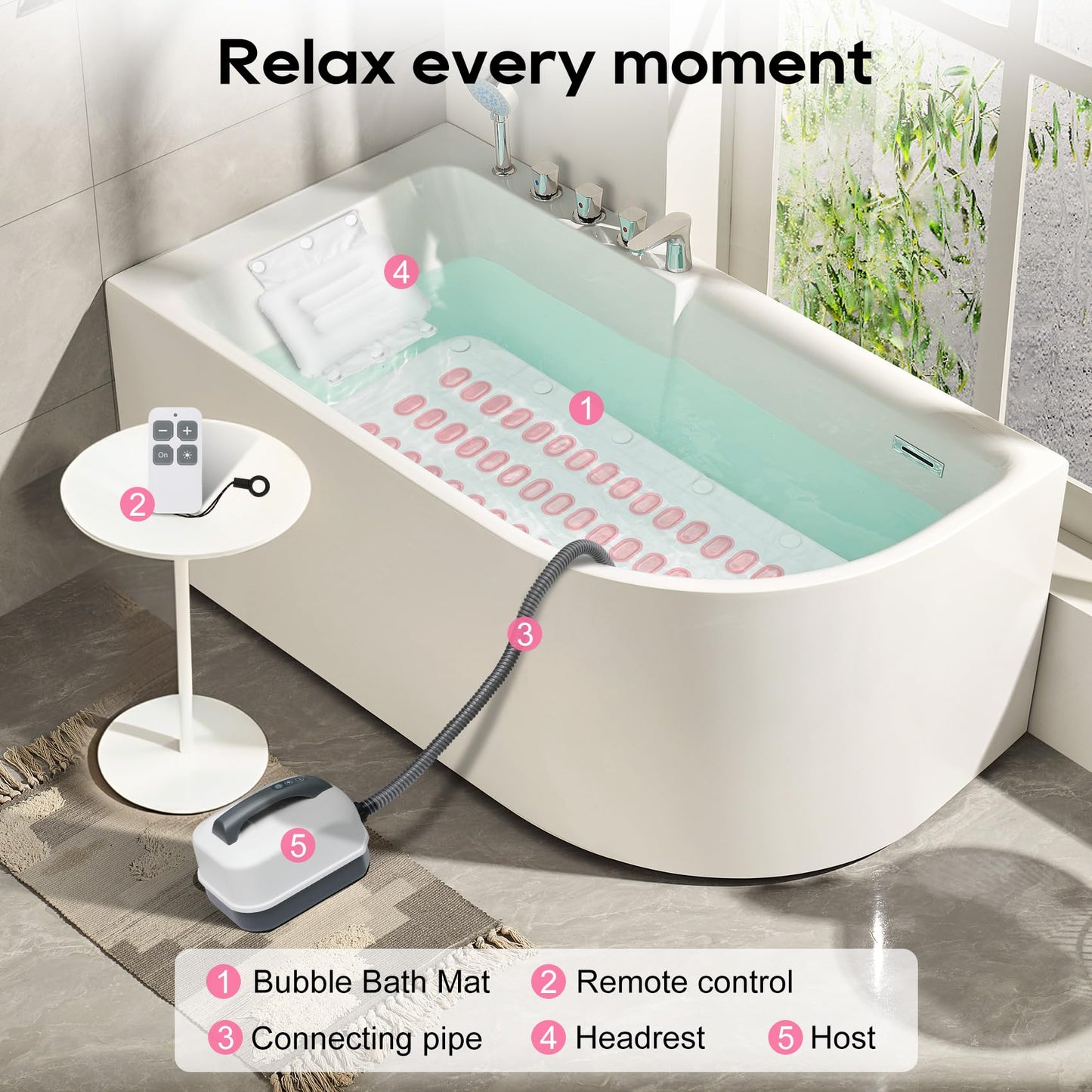 ZSUCC Portable Spa Bubble Bath Massager, Remote Control Adjust 6 Levels