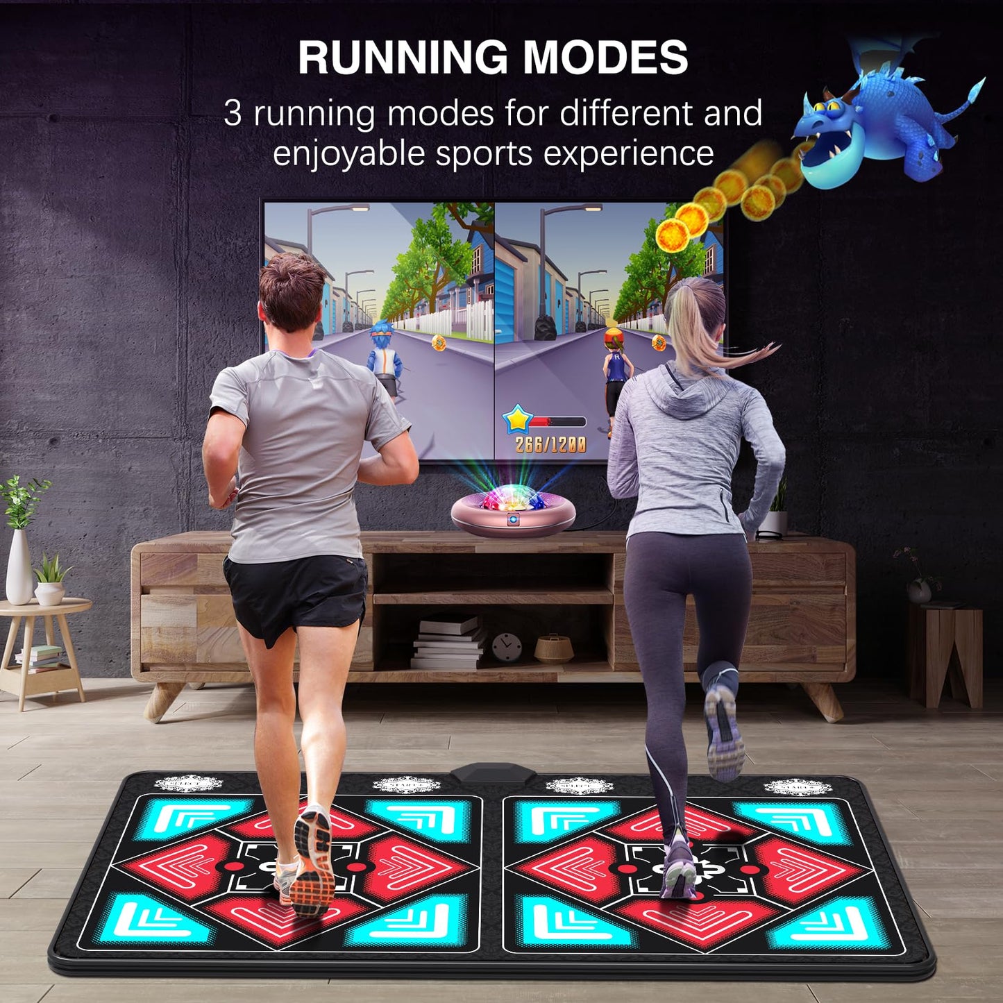 HAPHOM Dance Mat for Kids and Adults, Anti-Slip Wireless Electronic Dance Pad for TV, Plug and Play Sports Dance Mat Game with Smart Camera and 2 Controllers, Gift idea（Classic Snowflake）