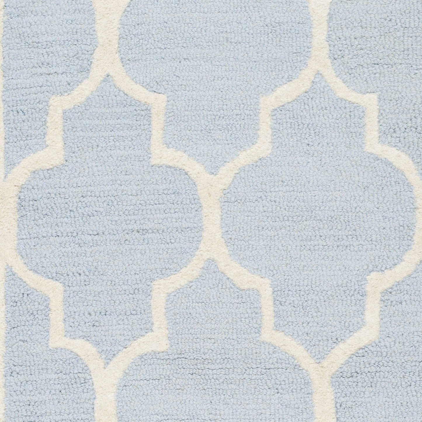 SAFAVIEH Cambridge Collection Runner Rug - 2'6" x 8', Light Blue & Ivory, Handmade Moroccan Trellis Wool, Ideal for High Traffic Areas in Living Room, Bedroom (CAM134A)