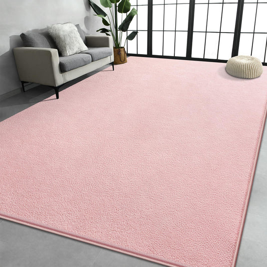 Large Area Rugs for Living Room Bedroom, 4x6 Feet Pink Rug, Minimalist Modern Shag Rug, Soft Thick Comfy Memory Foam Indoor Carpet, Non-Slip Washable Rug for Boys Girls Dorm Nursery Room Home Decor