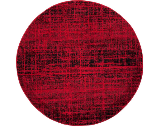 SAFAVIEH Adirondack Collection Area Rug - 4' Round, Red & Black, Modern Abstract Design, Non-Shedding & Easy Care, Ideal for High Traffic Areas in Living Room, Bedroom (ADR116F)