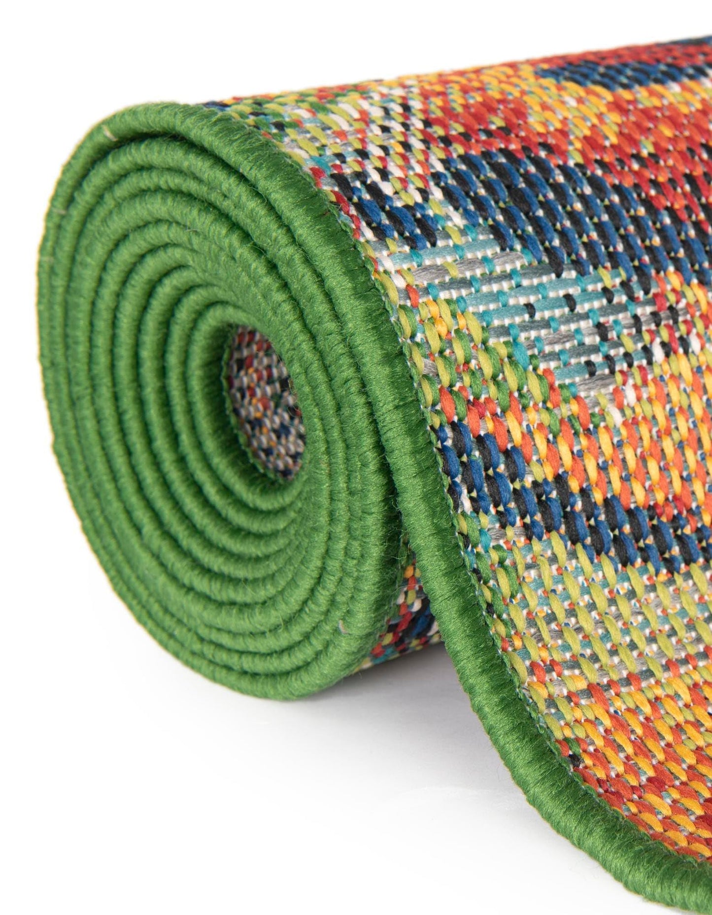 Rugs.com Baja Outdoor Collection Rug – 4 Ft Round Multi Medium-Pile Rug Perfect for Kitchens, Dining Rooms
