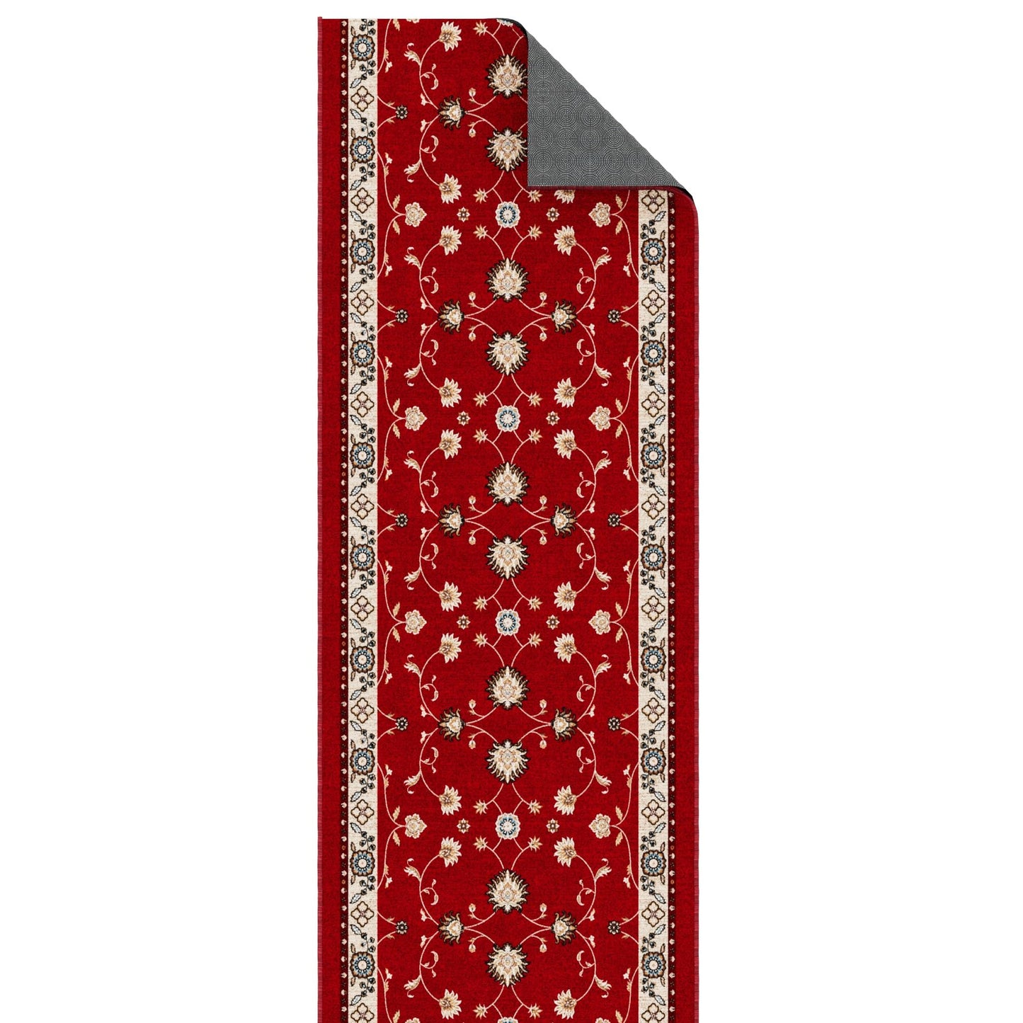 Ottomanson Aisle Runner Rug 1'10.5" x 20' – Soft Non-Slip Rug, Low Pile Carpet for Hallways, Events, Churches & Extra-Long Indoor Spaces, Mahal Red