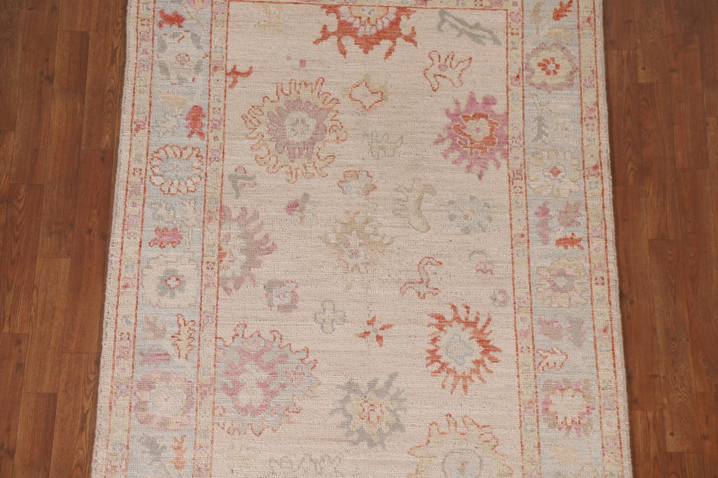 Rug Source Transitional Collection, 4x6 Oushak Rug, Hand Knotted Beige & Ivories Floral Rug, Oriental 100% Wool Carpet for Foyer, Entryway and Hallway
