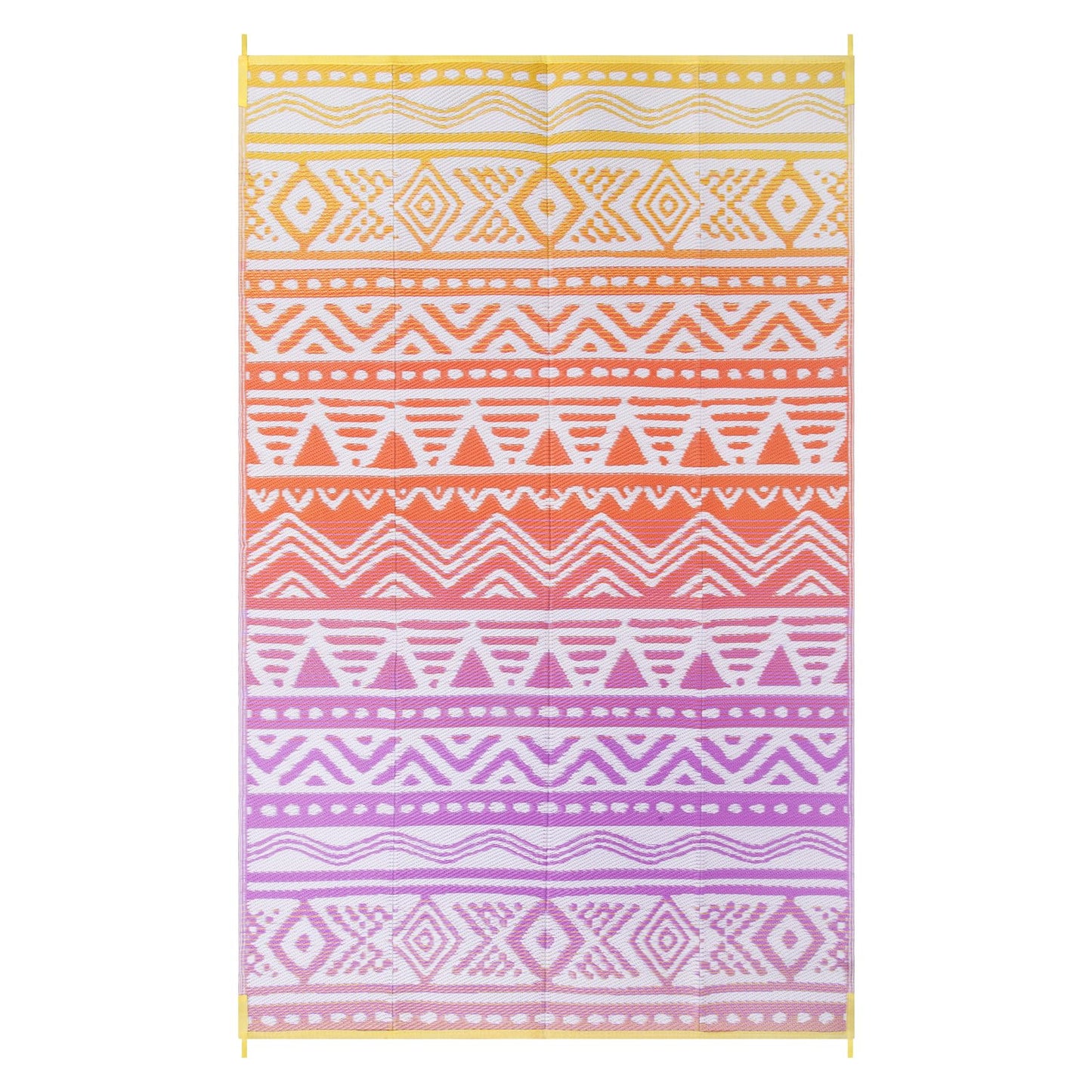 Lahome Outdoor Rug 8x10 Patio Waterproof, Reversible Outdoor Plastic Straw Rug for Camping, RV Patio Rugs Outside Large Carpet for Porch Deck Backyard Picnic(Orange/Purple,8'x 10')
