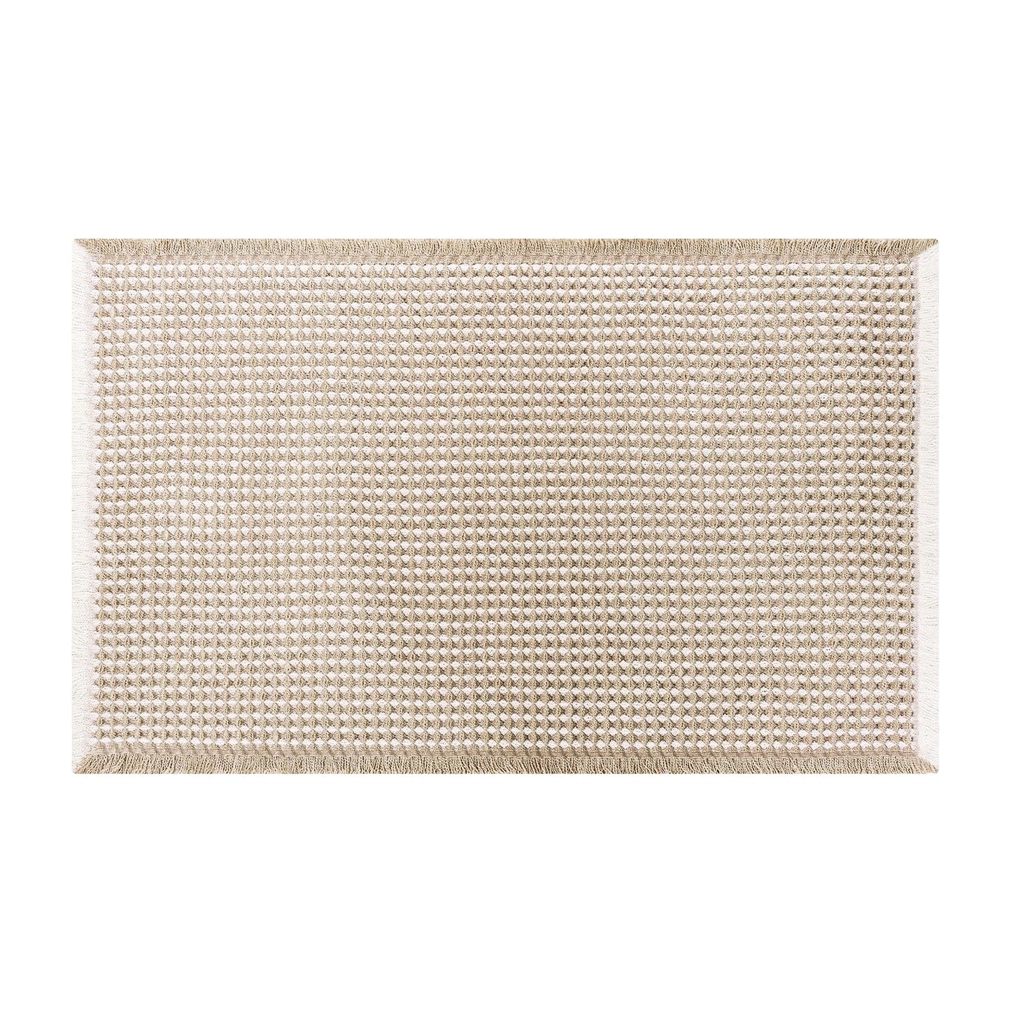 GRLYUH Waffle Bath Mat - Boho Bathroom Rugs Non Slip Washable, Super Absorbent & Quick Dry, Soft Bath Mat Farmhouse Bathroom Decor, 24'' x 36'', Khaki and White
